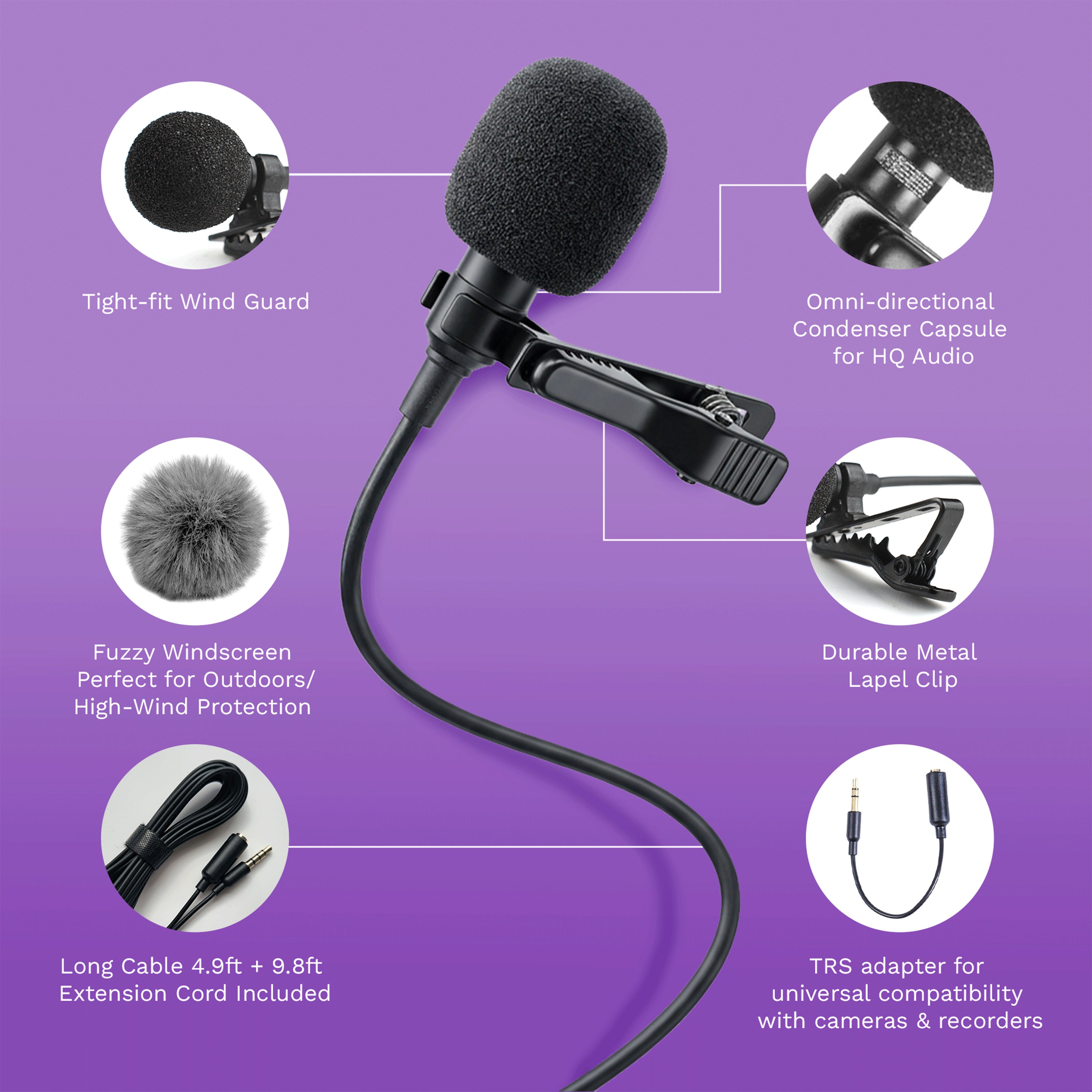 Purple Panda Lavalier Microphone Kit