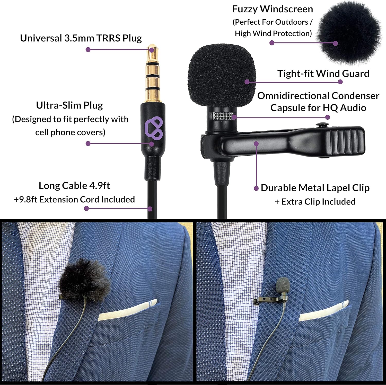 Purple Panda USB-C Lavalier Microphone Kit