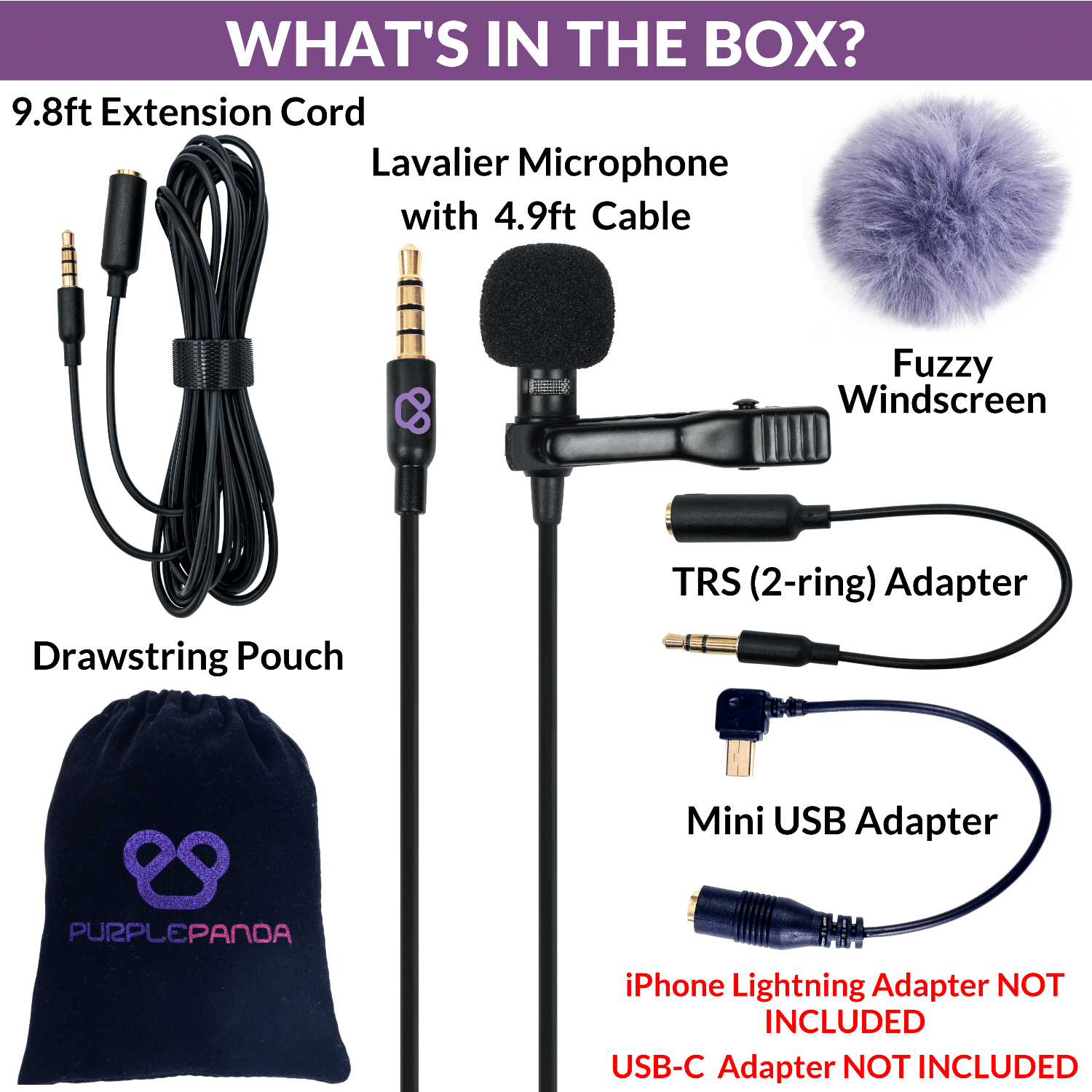 Purple Panda Lavalier Microphone Kit