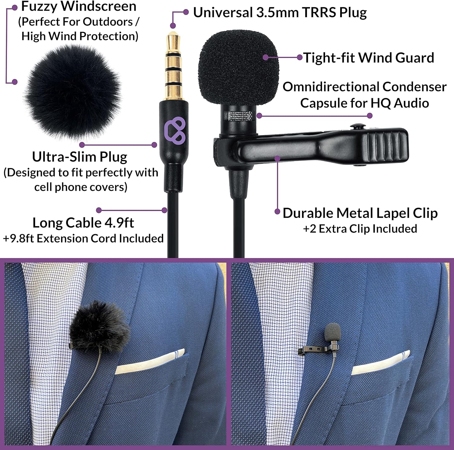 Purple Panda Dual Lavalier Microphone Kit