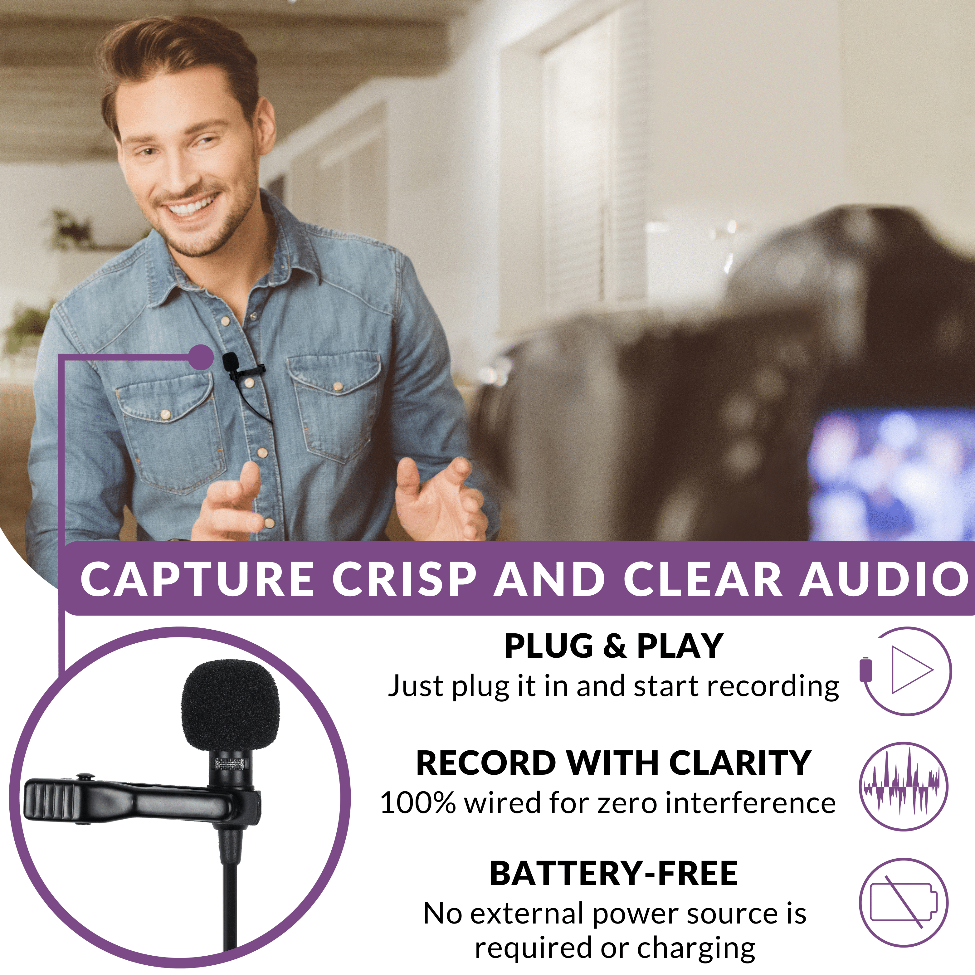 Purple Panda Lavalier Microphone Kit