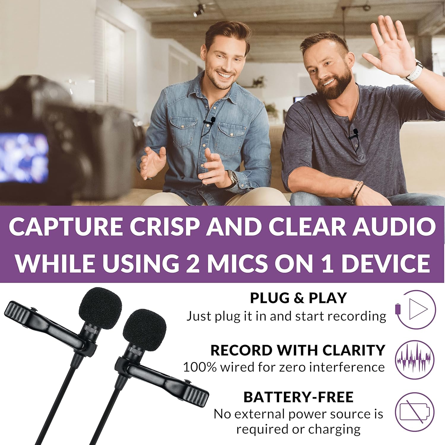 Purple Panda Dual Lavalier Microphone Kit