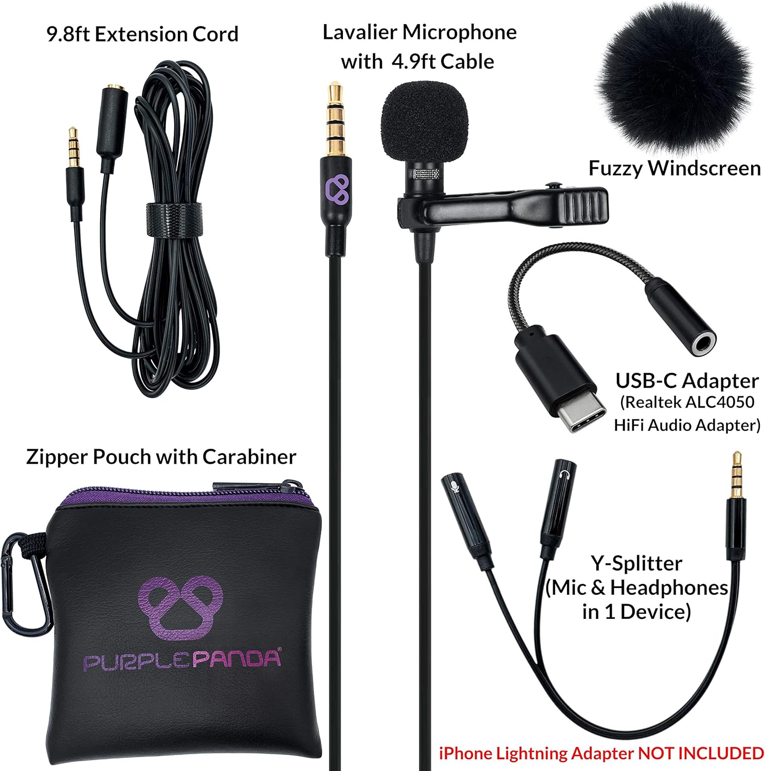 Purple Panda USB-C Lavalier Microphone Kit