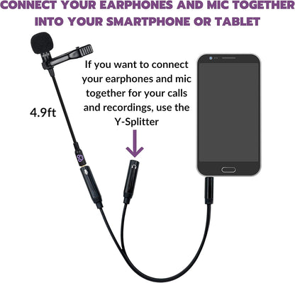 Purple Panda Smartphone Lavalier Microphone with 3.5mm Plug