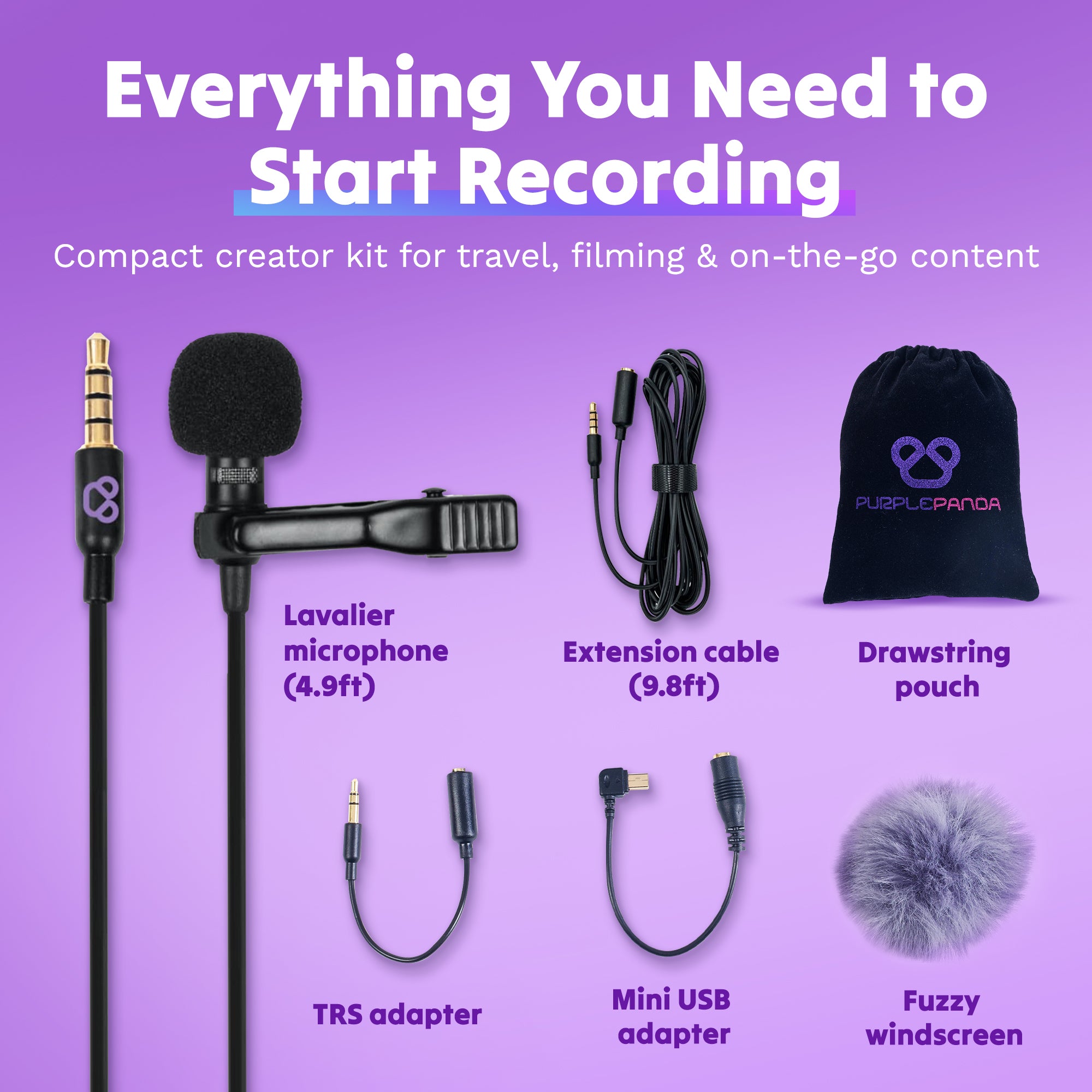 Purple Panda Lavalier Microphone Kit